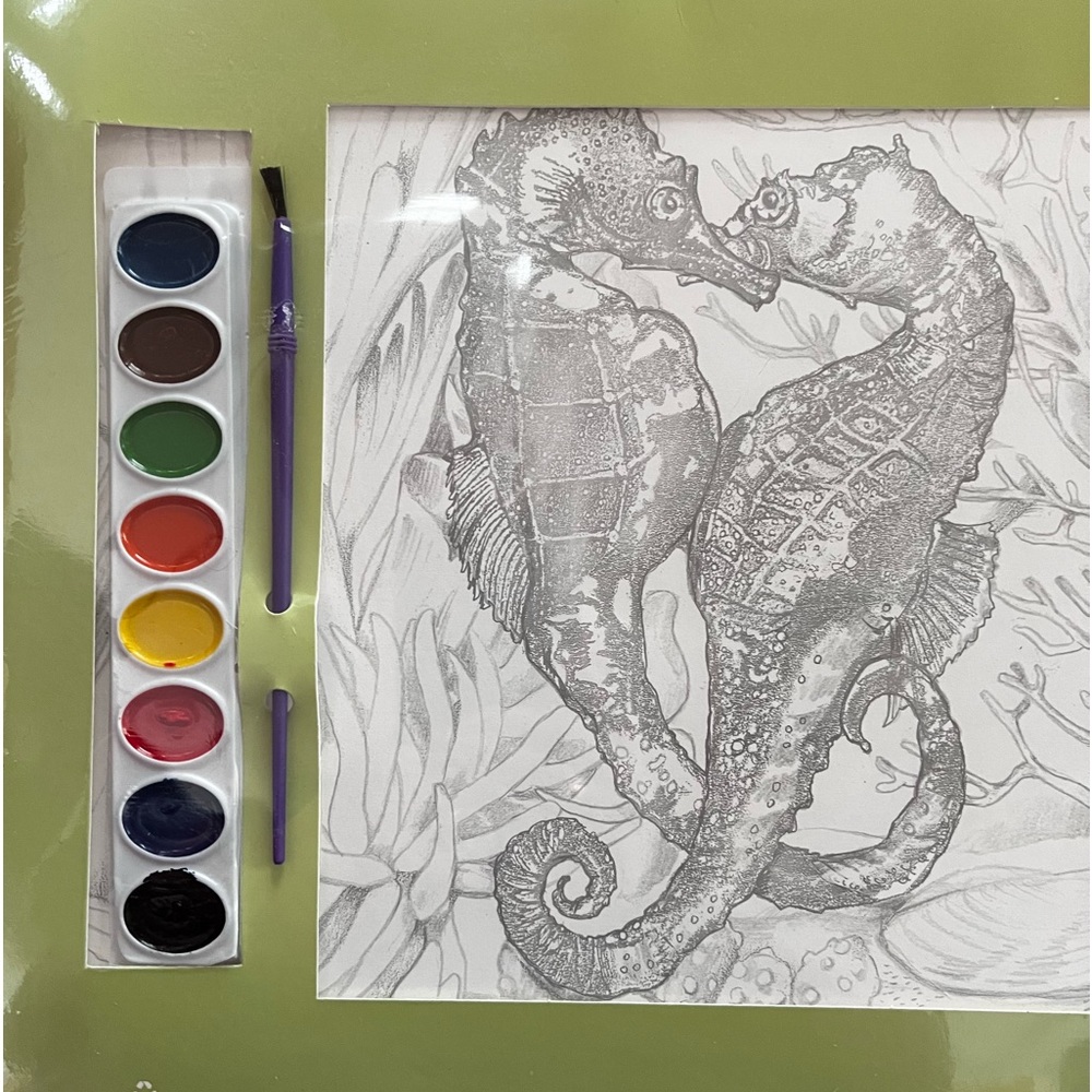 seahorse watercolor Art & Craft Set 6 designs Kit NEW Sealed Paintables
